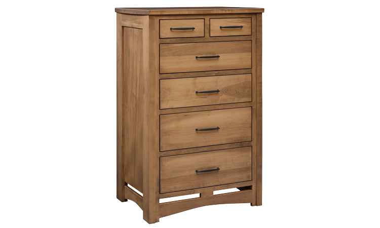 6-drawer tall chest in medium wood finish.