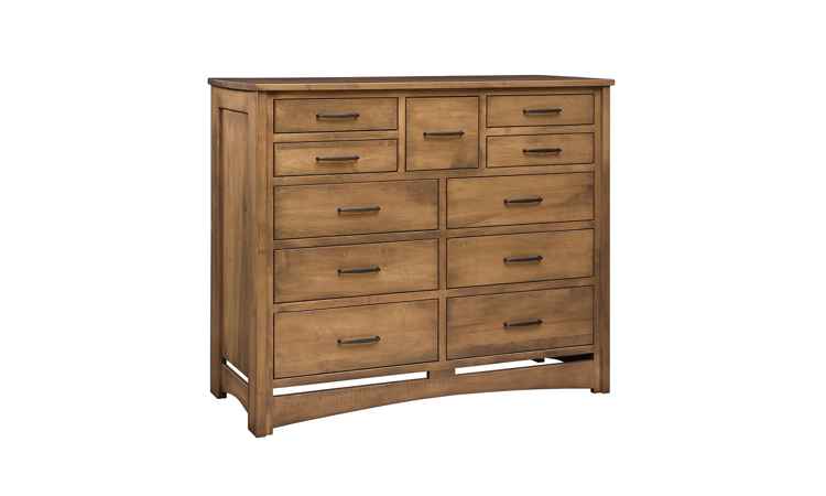 11-drawer medium wood finish chest.