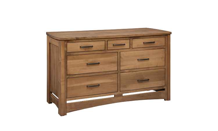 7-drawer dresser in medium wood finish.