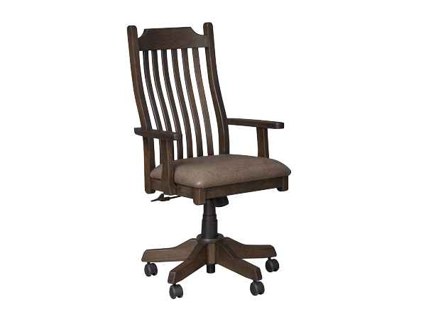 Office chair made from birch wood in dark stain finish and optional leather seat.