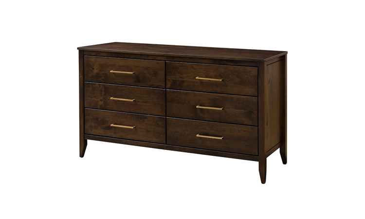6 drawer dresser in dark wood finish.
