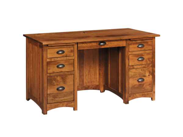 55 inch wide desk with 3 drawers on each side, and 1 center drawer.
