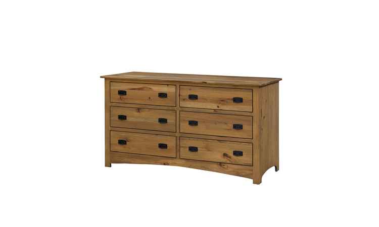 Large dresser with 6 drawers in medium wood finish.