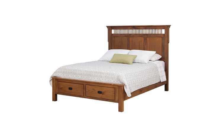 Queen size bed with 2-drawer storage in foot board.