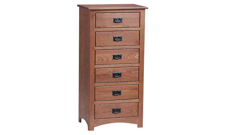 6-drawer Lingerie Chest in medium wood finish.