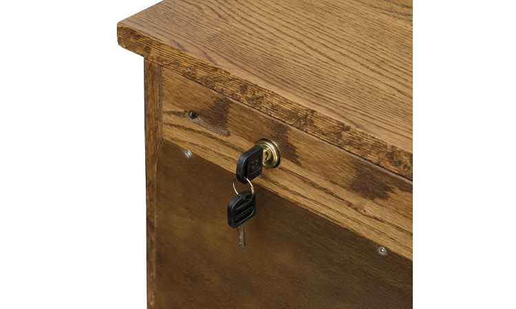 Key in lock on slide out top.