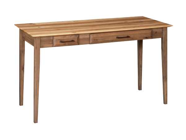 Large desk with keyboard and storage drawers.