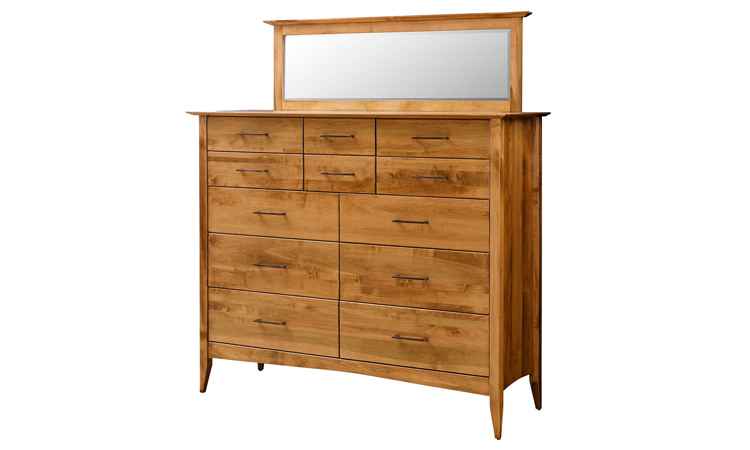 Maple 12-drawer mule chest with optional mirror.