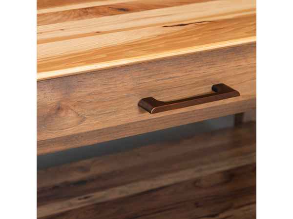 Closeup of beveled drawer front.