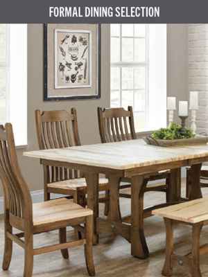 Dining table and chairs in formal dining room setting.