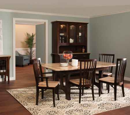Dining room with table, 4 chairs, and china hutch.